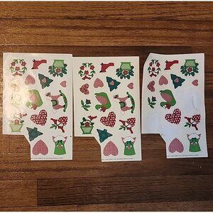 3 Sheets 1989 Current Christmas Stickers AS IS Hearts Floral Cardinals